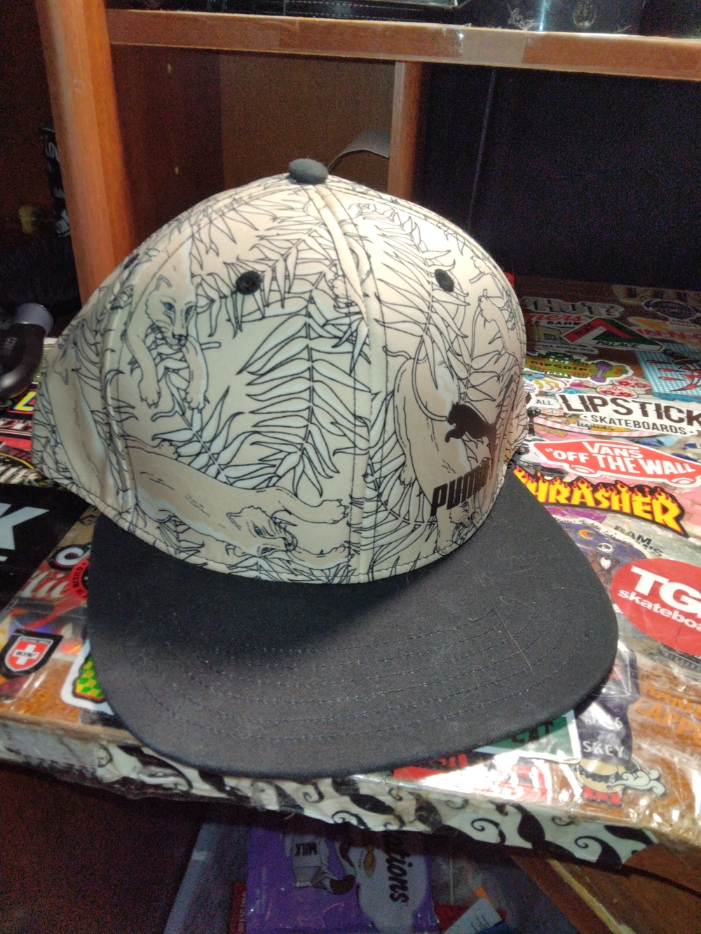 Puma Black and Cream Tropical Print Snapback Hat